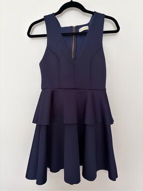 Altar'd State Women’s Navy Peplum V-Neck Prom Dress